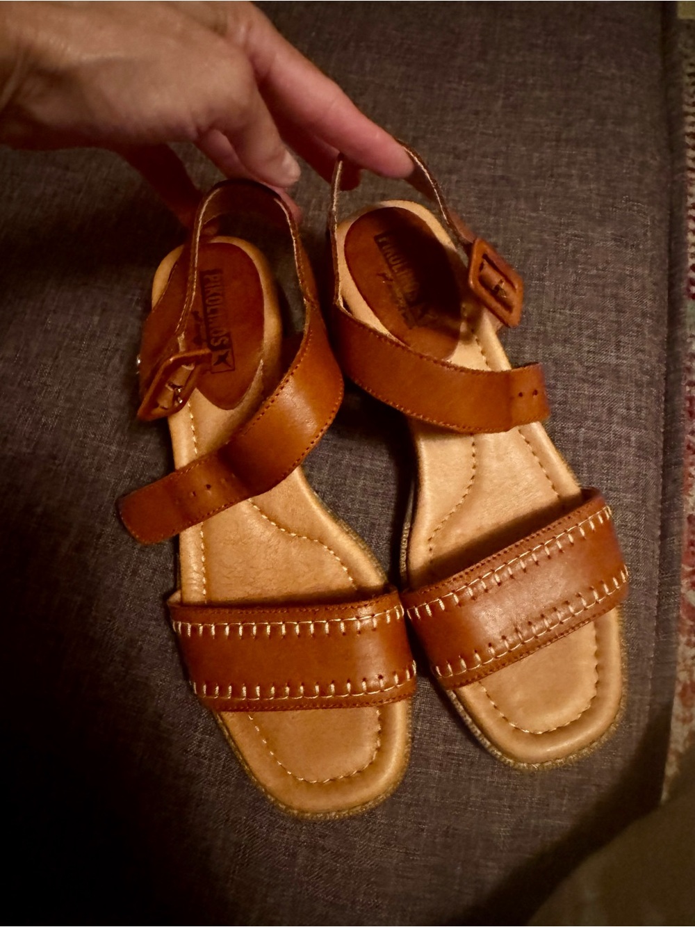 PIKOLINOS Heeled Sandals Leather Oliva